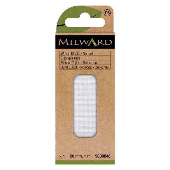 Milward Niet oprollend elastiek wit 20mm 1m