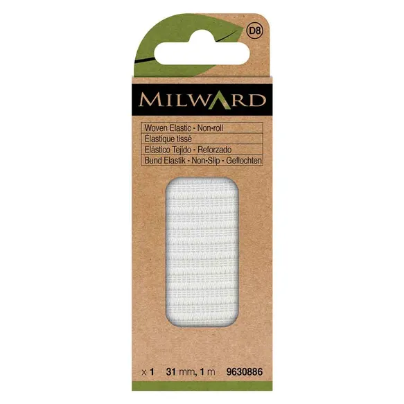 Milward Niet oprollend elastiek wit 31mm 1m