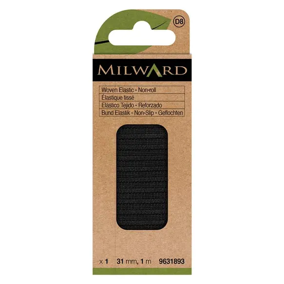 Milward Niet oprollend elastiek zwart 31mm  1m