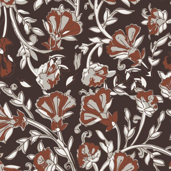 Katoen – Retro Botanical Brown