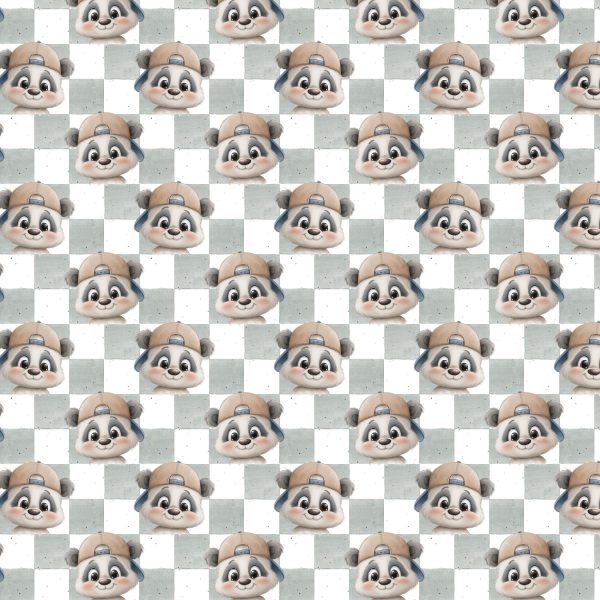 Brushed French Terry – Cool Panda Check